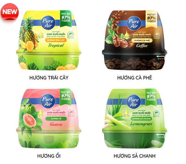  Sáp Thơm Khử Mùi PURE AIR Hương Ổi/Sả Chanh/Cà Phê/Trái Cây 180g 