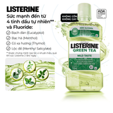  Nước Súc Miệng Ngừa Sâu Răng Vị Trà Xanh Không Cay Listerine Green Tea Zero Alcohol 250ml 