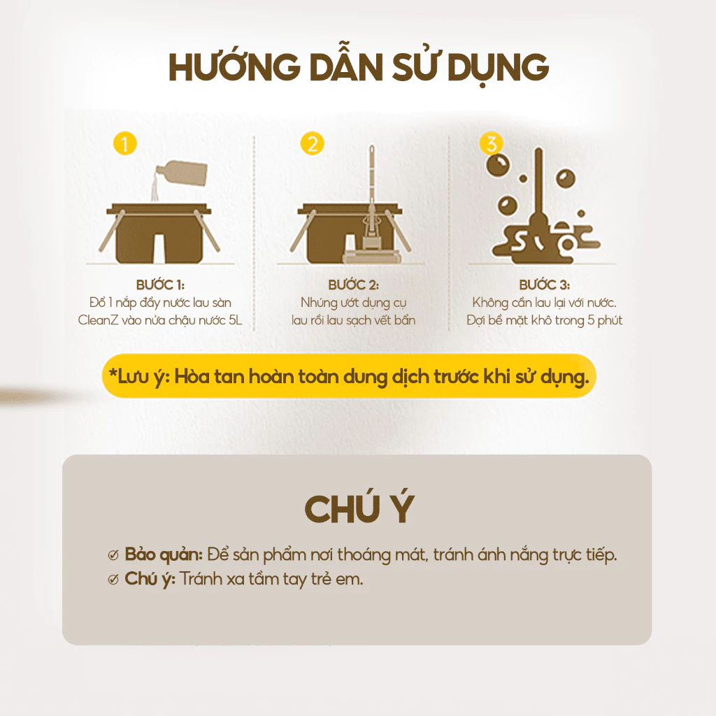  Nước Lau Sàn CleanZ Chiết Xuất Thiên Nhiên Sạch Bóng, Thơm Lâu, Lành Tính 5-10kg 