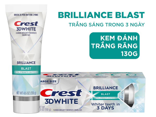  Kem đánh răng Crest 3D White Brilliance Trắng Sáng Vượt Trội 130g - Mỹ 