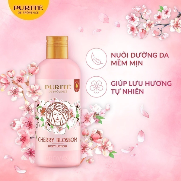  Sữa Dưỡng Thể Thiên Nhiên PURITÉ Hương Hoa Anh Đào / Hoa Hồng / Sữa Ong Chúa 250ML 