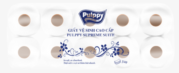  Giấy Lụa Cuộn Cao Cấp Pulppy Supreme AFH 1  -  10  cuộn 3 lớp 
