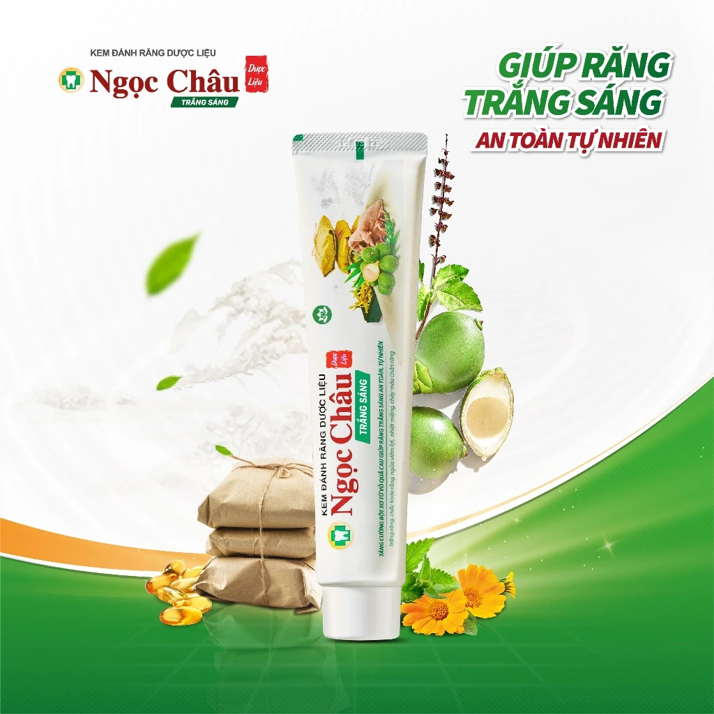  Kem Đánh Răng Dược Liệu Ngọc Châu Trắng Sáng 100g 