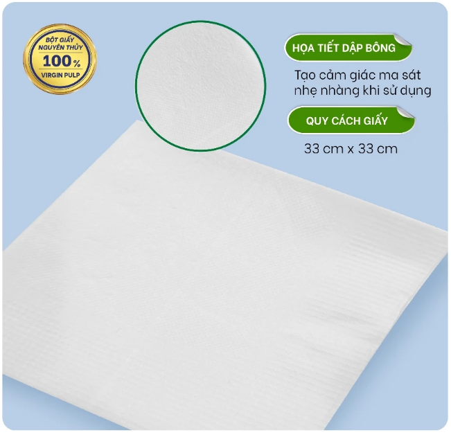  Khăn Giấy Ăn Cao Cấp LET-GREEN Bao 100 Tờ (Bột Giấy Nguyên Thủy, Mềm Mại, Bến Dai) 