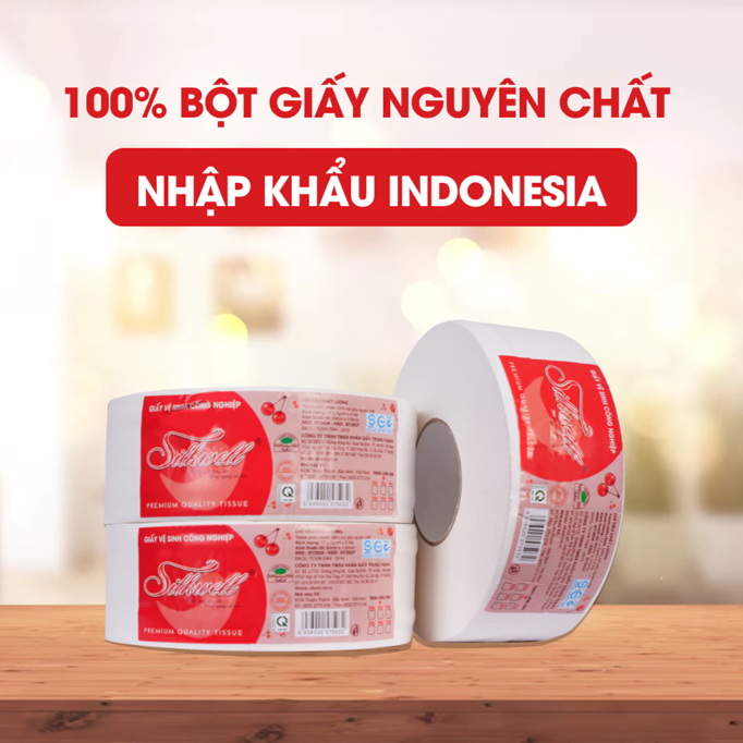  Giấy vệ sinh cuộn lớn công nghiệp Silkwell 700g 2 lớp mềm mịn chính hãng 