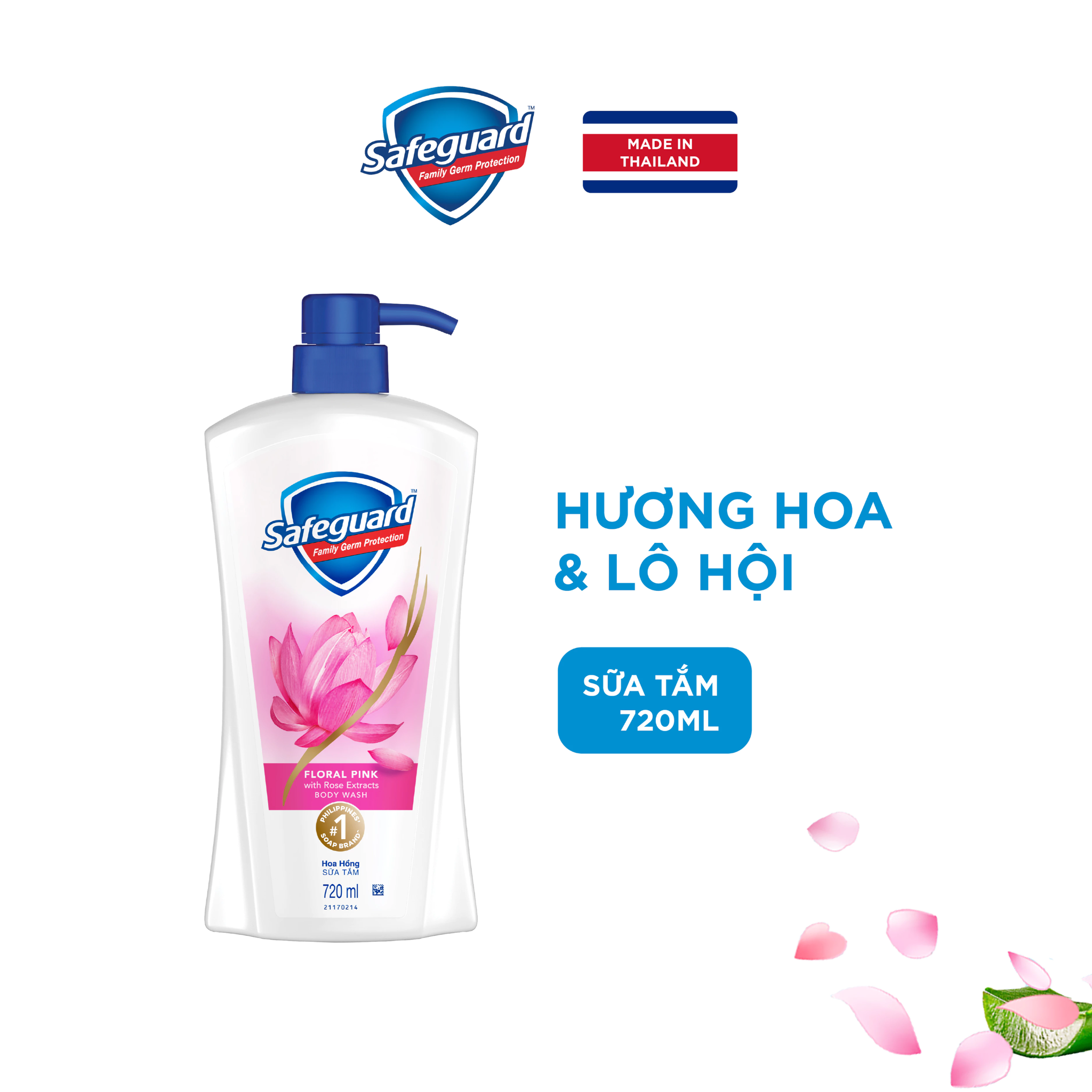  Sữa Tắm SAFEGUARD Sạch 99.9% Vi Khuẩn & Dịu Nhẹ Cho Da - Chai 650ml/720ml - Thái Lan 