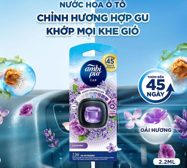  Nước hoa khử mùi ô tô Ambi Pur hương Oải Hương 2.2ML | nước hoa ô tô cao cấp, khử mùi ô tô, thơm ô tô 