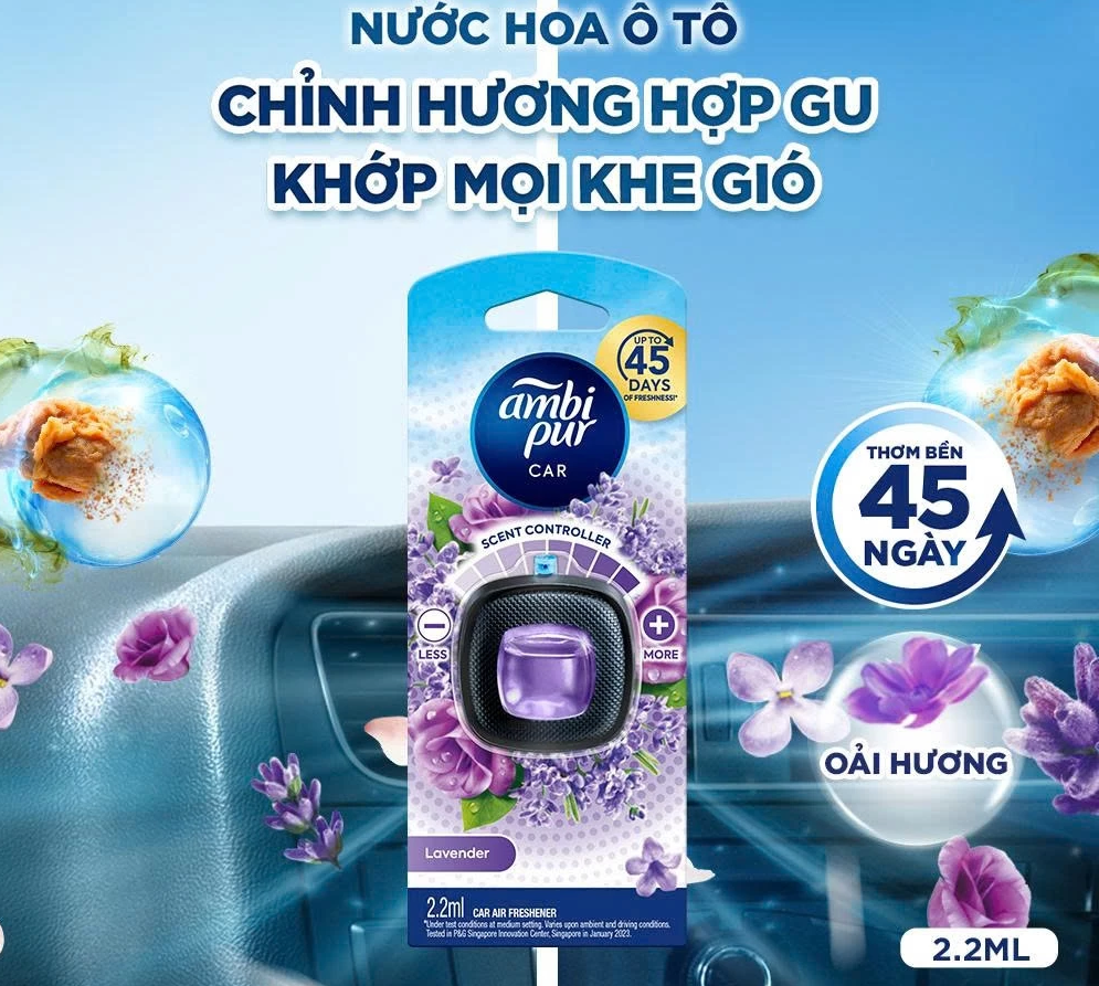 Nước hoa khử mùi ô tô Ambi Pur hương Oải Hương 2.2ML | nước hoa ô tô cao cấp, khử mùi ô tô, thơm ô tô 