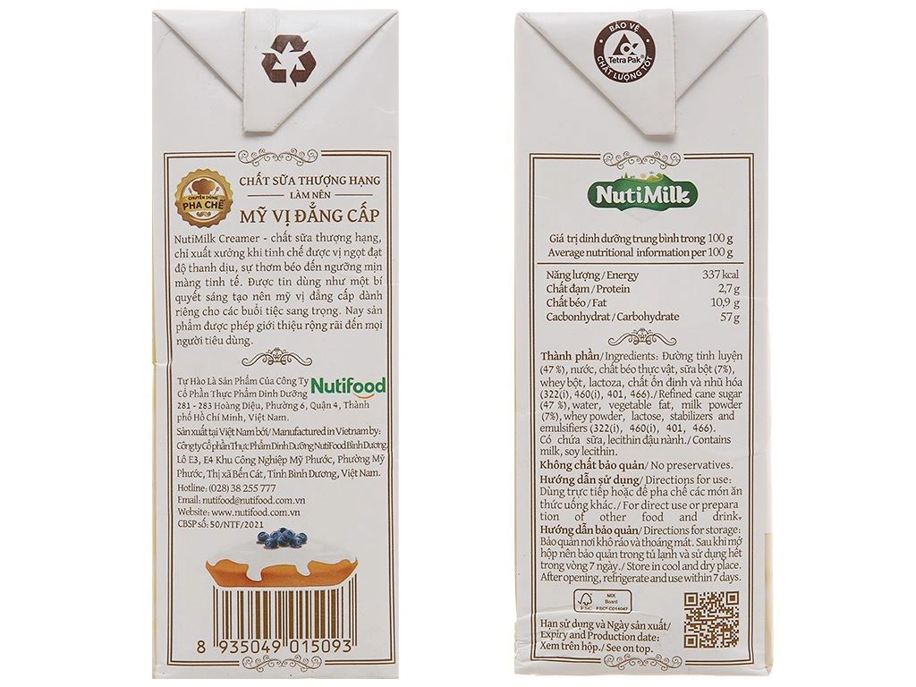  Creamer đặc sữa pha chế Nutimilk hộp 1,284 kg 