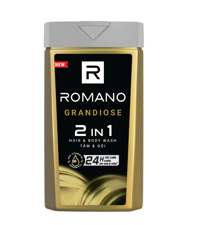  Tắm gội cho nam 2 trong 1 Romano 2in1 180g/chai 