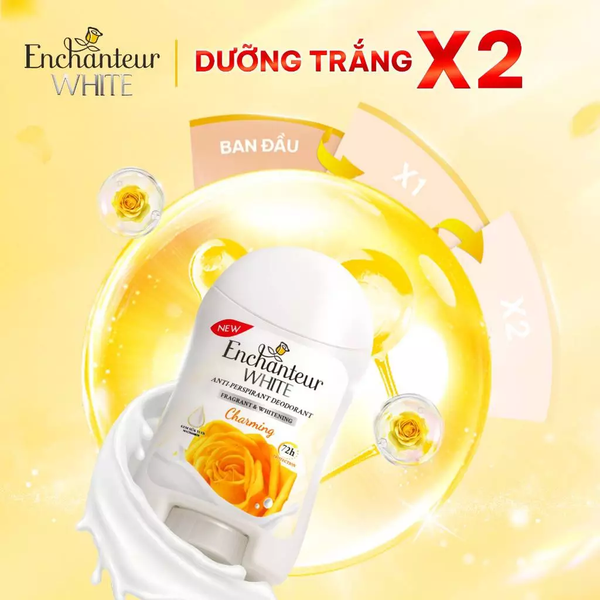  Sáp Khử Mùi Enchanteur Khô Thoáng Dưỡng Trắng từ Niacinamide Hương Nước Hoa Pháp Cao Cấp 40g 