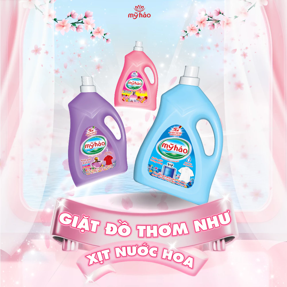  Nước Giặt Hương Nước Hoa Mỹ Hảo 5X Đậm Đặc Sạch Nhanh, Lưu Hương Cao Cấp Bình 3.4KG 