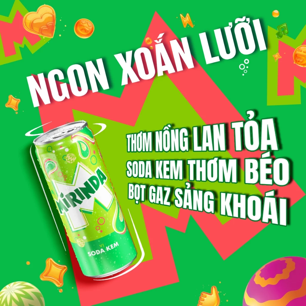  Nước Ngọt Giải Khát Có Gaz Mirinda Soda Kem 320ml/lon 