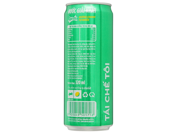  Nước Ngọt Giải Khát Có Gas Sprite Vị Nguyên Bản 320ml/Lon 
