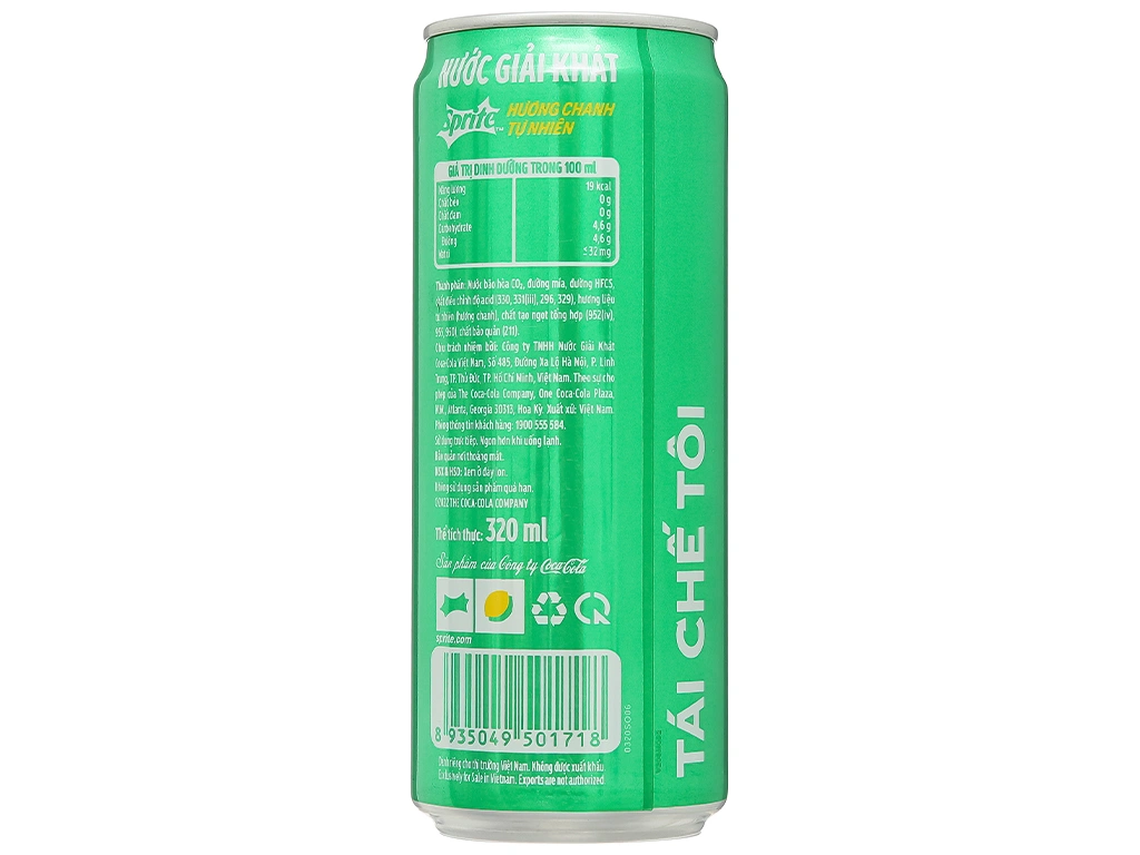  Nước Ngọt Giải Khát Có Gas Sprite Vị Nguyên Bản 320ml/Lon 