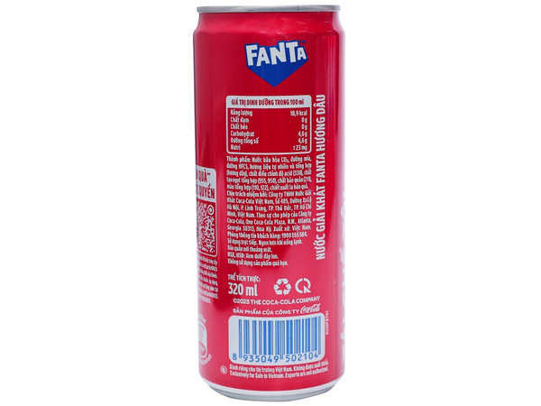  Nước Giải Khát Có Gas Fanta Hương Dâu 320ml/Lon 