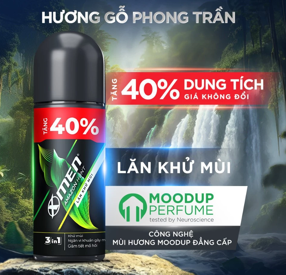  [TĂNG 40% DUNG TÍCH] Lăn khử mùi XMen 70ml/chai Amazon/Vegas/Wood/Fire - Hương Thơm Nam Tính, Khô Thoáng Dài Lâu 