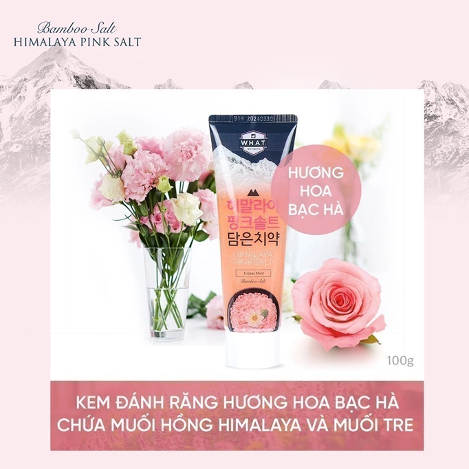  Kem đánh răng muối hồng Himlaya Pink Salt Floral mint 100g 