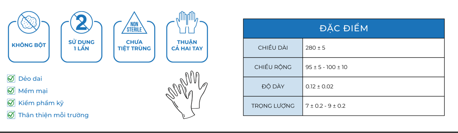  GĂNG TAY Y TẾ CỔ DÀI - KHÔNG BỘT DUY HÀNG 