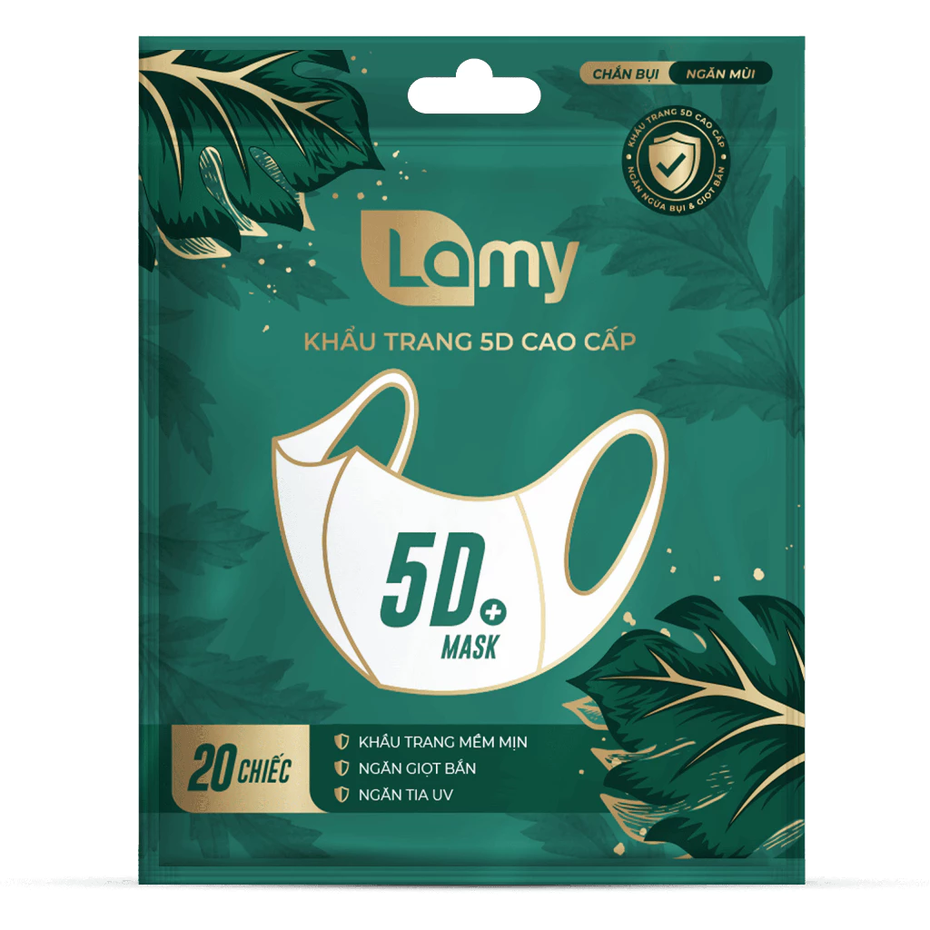  Khẩu trang 5D Lamy kháng khuẩn ngăn ngừa giọt bắn bụi mịn chống tia UV 