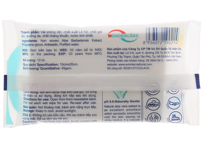  Khăn ướt em bé Baby Care không mùi gói 10 miếng 