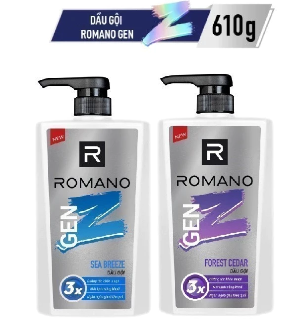  Tắm gội cho nam 2in1 cho nam / Dầu gội nam Romano Gen Z hương Sea Breeze/ Forest Cedar 610g / chai - 