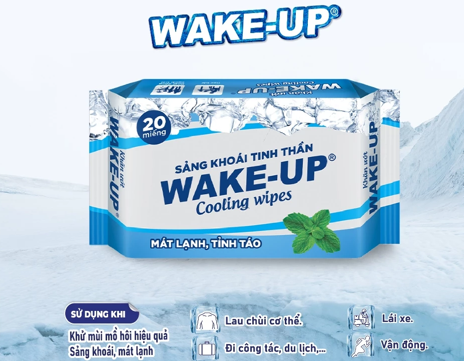  Khăn Ướt Mát Lạnh WAKE-UP 20 Miếng/Bao 