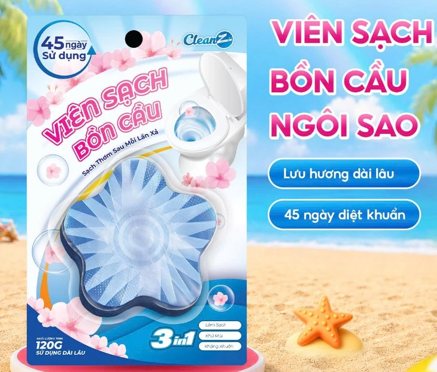  Viên Sạch Bồn Cầu CLEANZ Hương Hoa Anh Đào 50g 