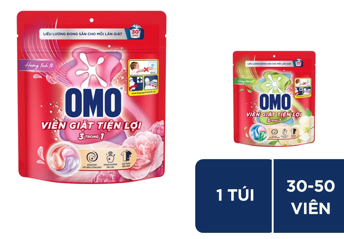  Túi viên giặt tiện lợi OMO 3 trong 1 (30 - 50viên/ túi) 