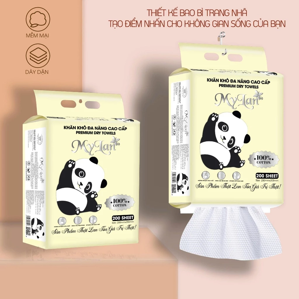  Khăn Cotton MyLan Cao Cấp 200 Tờ 