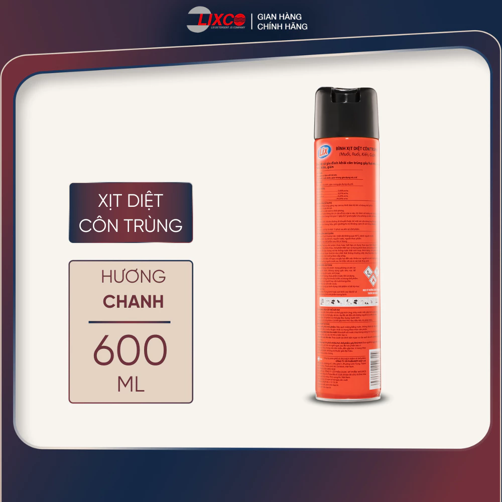  Xịt Diệt Côn Trùng Lix 600ml – Diệt Nhanh Muỗi, Gián, Kiến – Hiệu Quả Nhanh, An Tâm Cho Gia Đình 