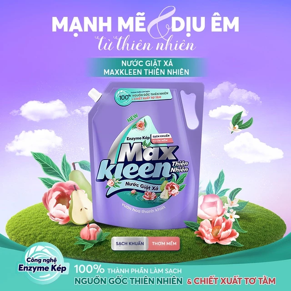  Túi Nước Giặt Xả MaxKleen Thiên Nhiên Vườn hoa thanh khiết 3.6kg 