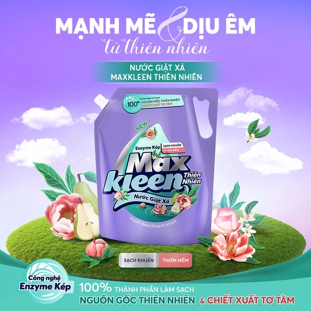  Túi Nước Giặt Xả MaxKleen Thiên Nhiên Vườn hoa thanh khiết 3.6kg 