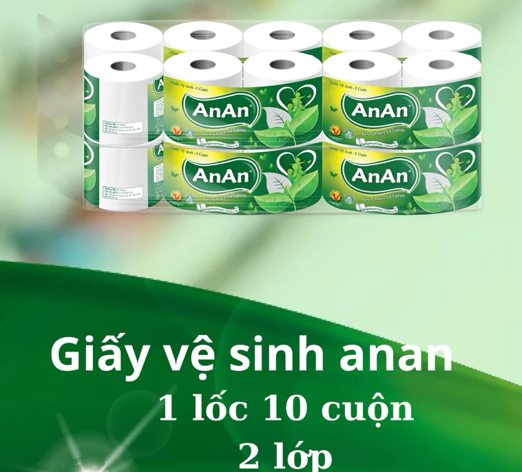  Giấy vệ sinh An An 2 lớp lốc 10 cuộn 