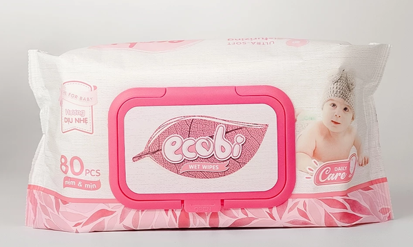  Khăn ướt cao cấp Ecobi gói 80 tờ hương dịu nhẹ 