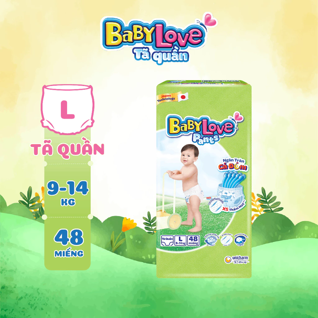  Tã quần Baby Love - Ngăn Tràn Cả Đêm size M/L/XL/XXL/XXXL 