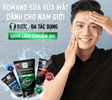  Sữa rửa mặt Romano đa tác dụng dành cho nam giới 100g: Cấp ẩm, Loại bỏ nhờn, Sáng da/Ngừa mụn/Làm sạch sâu 