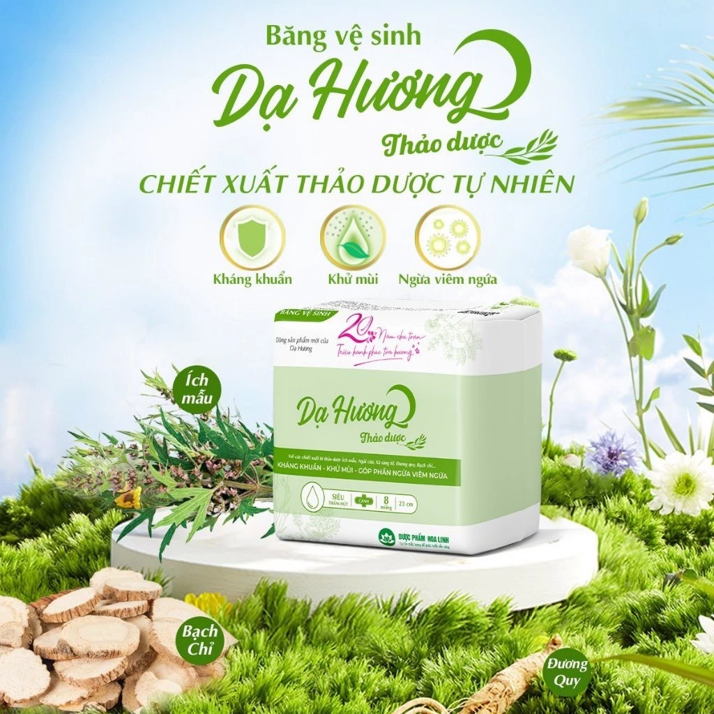  Băng vệ sinh thảo dược Dạ Hương ban ngày 23cm (có cánh) 