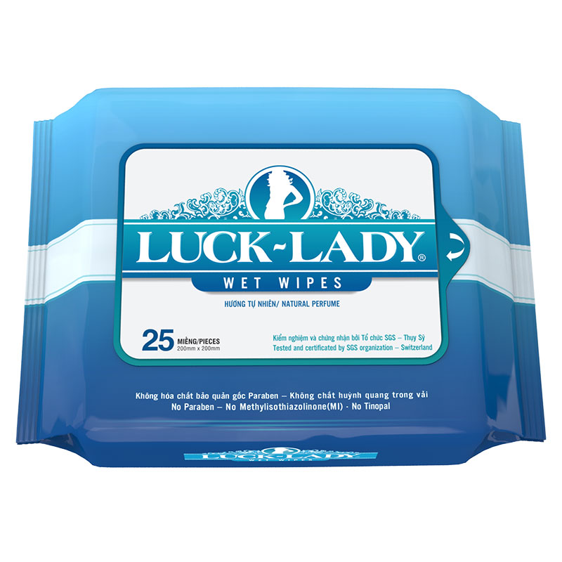  Khăn ướt Luck Lady ko mùi/ hương tự nhiên 25 tờ 