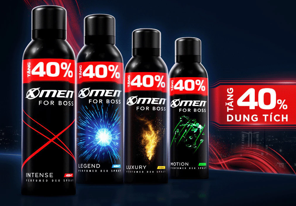  [Tặng thêm 40% dung tích] Xịt khử mùi XMen For Boss Intense/ Luxury/Legend/Motion 210ml - Hương Nước Hoa Châu Âu 