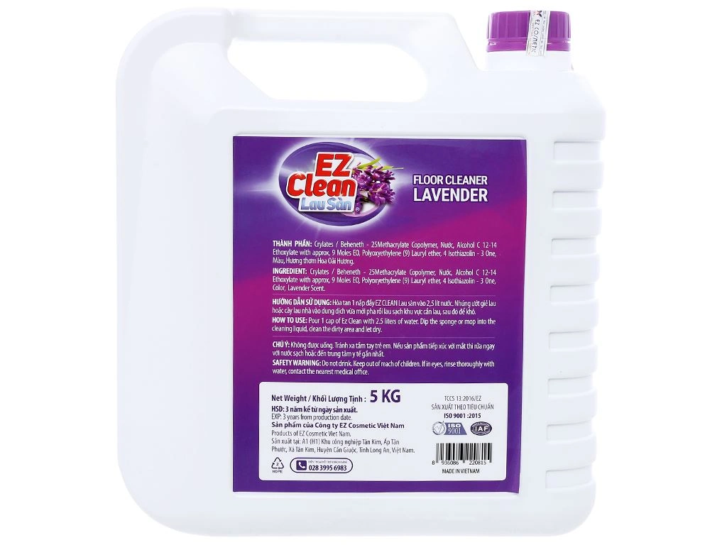  Nước lau sàn nhà Ez Clean hương lavender can 5kg 