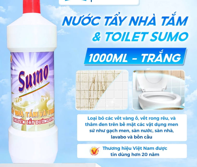  Nước Tẩy Nhà Tắm Và Toilet Sumo 1000ml - Trắng Tẩy Đồ Dùng Bằng Sứ Tẩy Bồn Sứ 