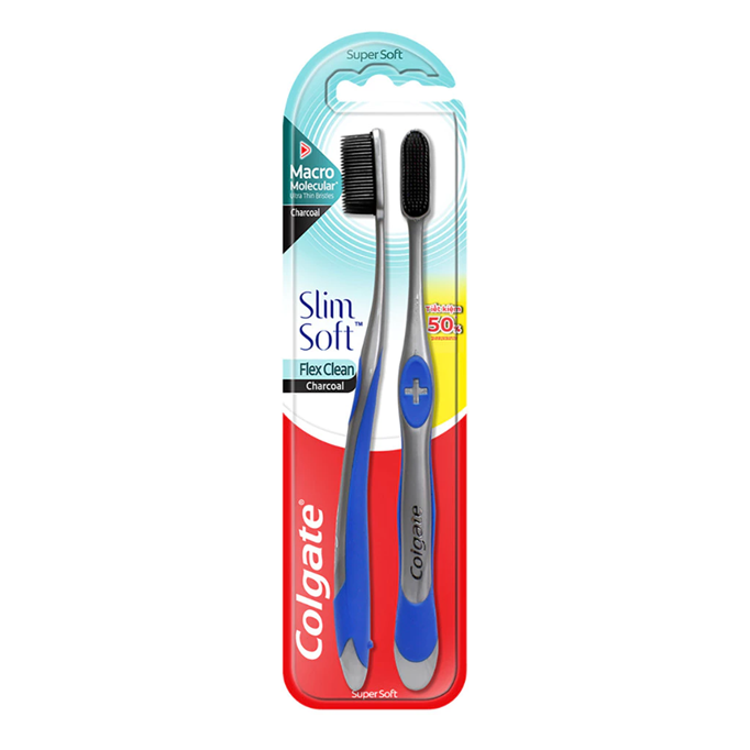  Bàn chải Colgate Slimsoft Flex Clean Charcoal nguyên khối than hoạt tính kháng khuẩn 
