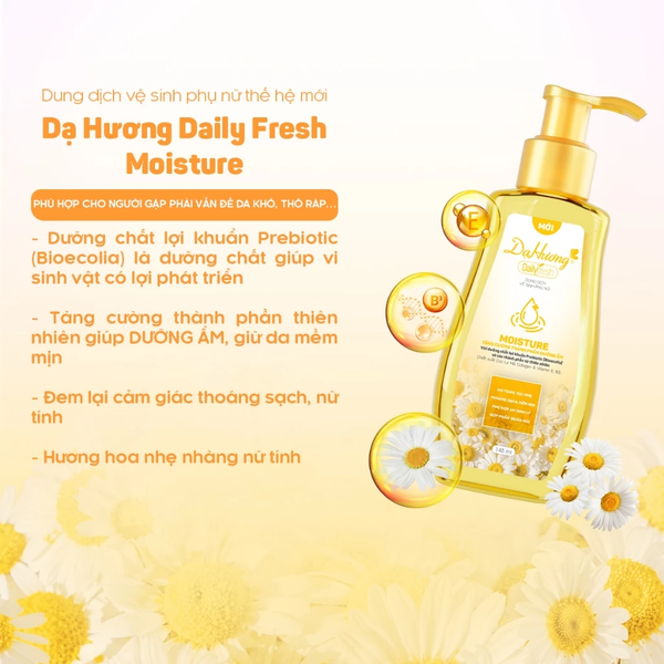 Dung dịch vệ sinh Dạ hương Daily Fresh Moisture - Tăng cường thành phần DƯỠNG ẨM 145ml 