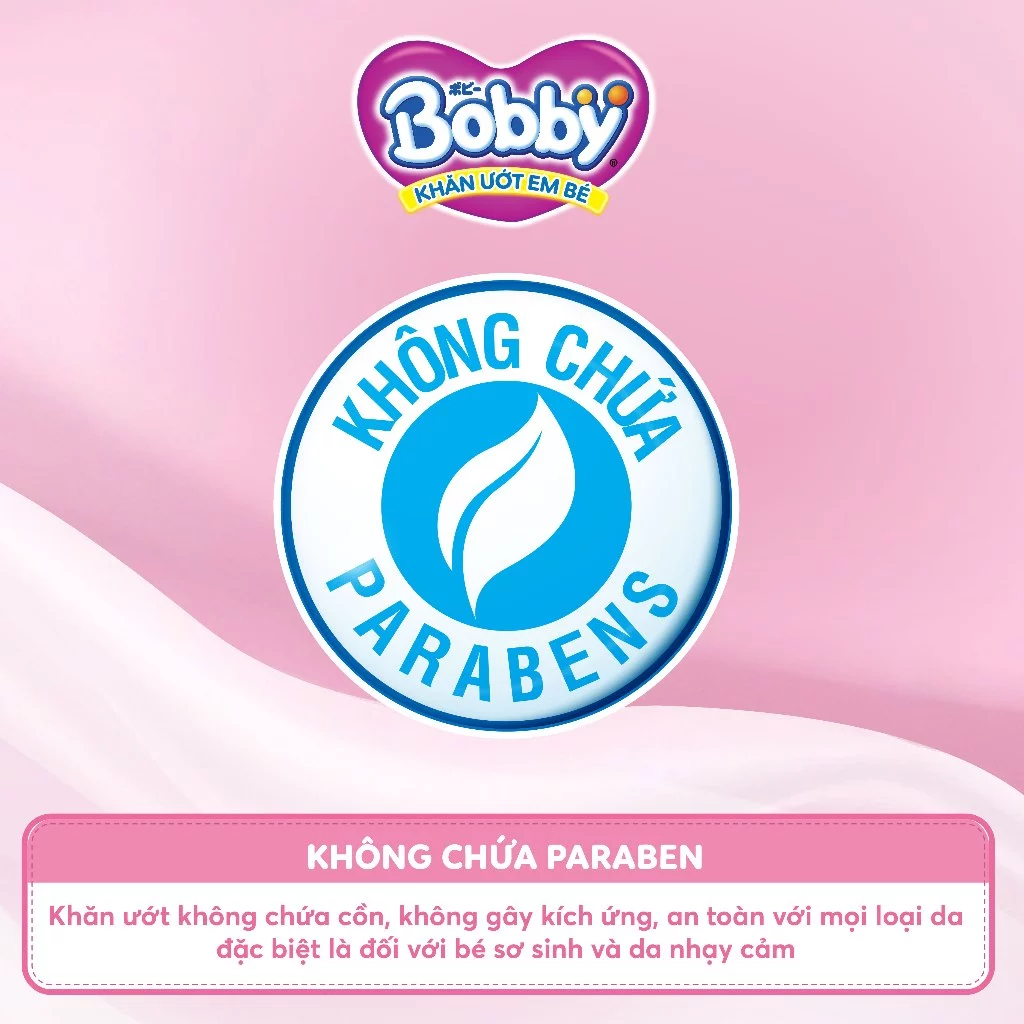  Khăn ướt Bobby Care hương thơm nhẹ nhàng 100 miếng/gói (Hồng) 