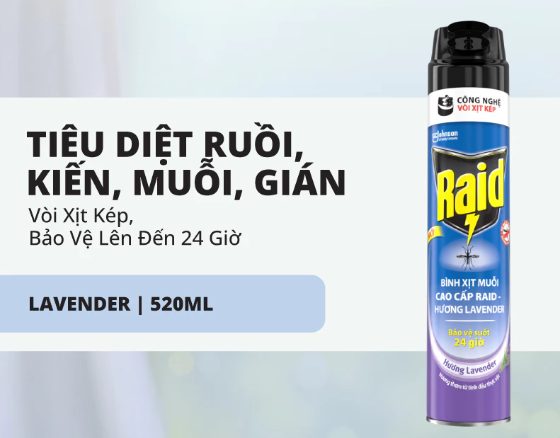  Xịt Muỗi Hiệu Quả Tốt Bảo Vệ Dài Lâu RAID 520ml 