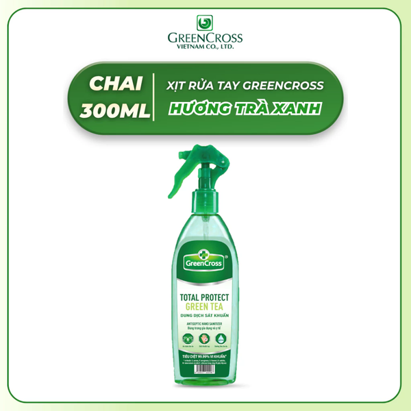  Nước Rửa Tay Khô Green Cross 300ml Dạng Xịt – Diệt Khuẩn 99,9%, Kháng Khuẩn Hiệu Quả 