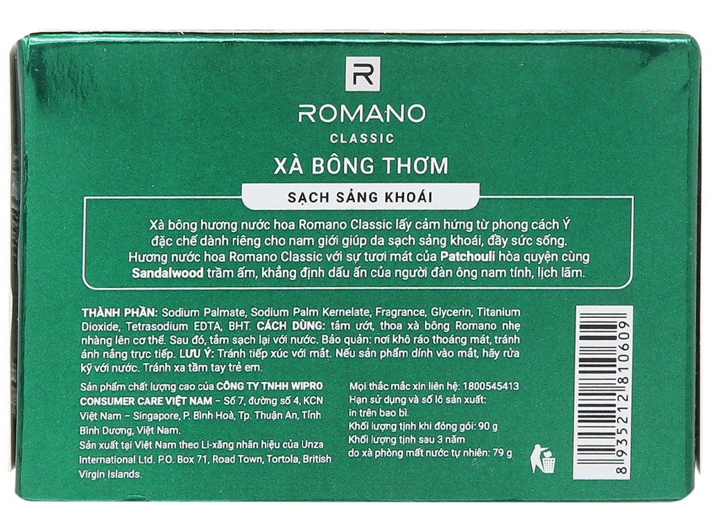  Xà bông sạch khuẩn Romano Classic 90g 