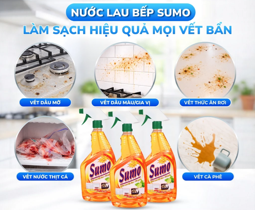  Nước Lau Bếp Và Tủ Lạnh SUMO 850ml Lau Bàn Ăn, Tủ Lạnh, Nước Lau Bếp Ngăn Ngừa Kiến 