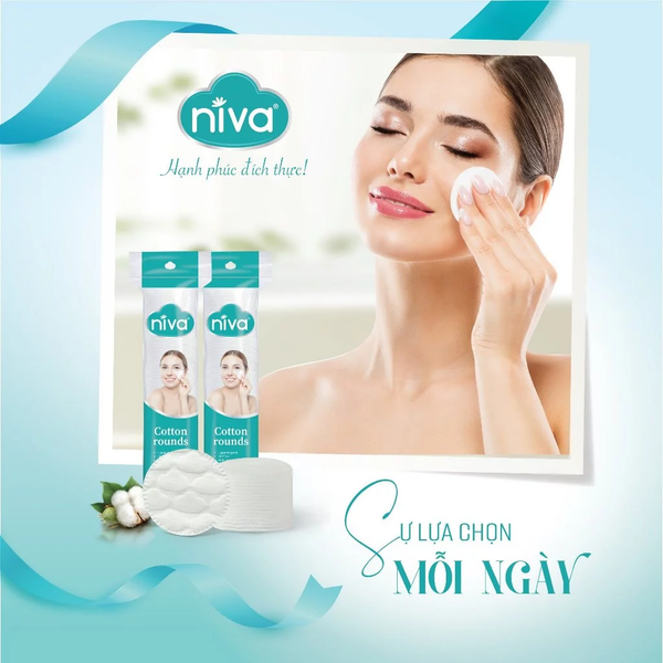  Túi 130 Miếng Bông Tẩy Trang Tròn CZ2 NIVA Bông Tự Nhiên 100% Mềm Mại An Toàn Cho Da Nhạy Cảm 